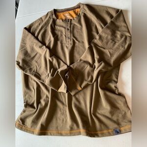 LL Bean Brown Long Sleeve Henley Shirt men’s size XL